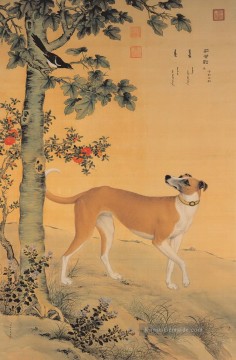 Lang leuchtender gelber Hund Chinesische Malerei